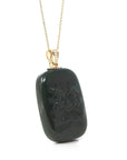 Baikalla Jewelry Gold Jade Pendant Baikalla™ 14K Yellow Gold Genuine Nephrite Dark Green Jade " Da Hei Tian " Pendant Necklace