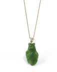 Baikalla Jewelry Gold Jade Necklace Baikalla™ : " Gold Fish " 18k Yellow Gold Genuine Nephrite Green Jade Pendant Necklace