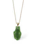 Baikalla Jewelry Gold Jade Necklace Baikalla™ : " Gold Fish " 18k Yellow Gold Genuine Nephrite Green Jade Pendant Necklace