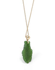 Baikalla Jewelry Gold Jade Necklace Baikalla™ : " Gold Fish " 18k Yellow Gold Genuine Nephrite Green Jade Pendant Necklace