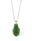 Baikalla Jewelry Gold Jade Necklace Baikalla™ : " Gold Fish " 18k Yellow Gold Genuine Nephrite Green Jade Pendant Necklace