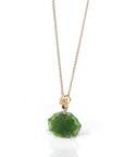 Baikalla Jewelry Gold Jade Necklace Baikalla™ : " Peony Flower " 18k Yellow Gold Genuine Nephrite Green Jade Pendant Necklace
