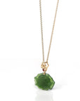 Baikalla Jewelry Gold Jade Necklace Baikalla™ : " Peony Flower " 18k Yellow Gold Genuine Nephrite Green Jade Pendant Necklace