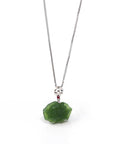 Baikalla Jewelry Gold Jade Necklace Baikalla™ : " Peony Flower " 18k Yellow Gold Genuine Nephrite Green Jade Pendant Necklace