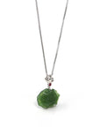 Baikalla Jewelry Gold Jade Necklace Baikalla™ : " Peony Flower " 18k Yellow Gold Genuine Nephrite Green Jade Pendant Necklace