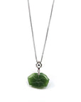 Baikalla Jewelry Gold Jade Necklace Baikalla™ : " Peony Flower " 18k Yellow Gold Genuine Nephrite Green Jade Pendant Necklace