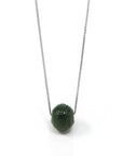 Baikalla Jewelry Jade Pendant Necklace Nephrite Green Jade Bead Pendant Necklace With Lucky Pattern
