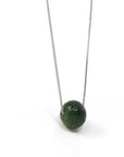 Baikalla Jewelry Jade Pendant Necklace Nephrite Green Jade Bead Pendant Necklace With Lucky Pattern