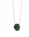 Baikalla Jewelry Jade Pendant Necklace Nephrite Green Jade Bead Pendant Necklace With Lucky Pattern
