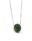 Baikalla Jewelry Jade Pendant Necklace Nephrite Green Jade Bead Pendant Necklace With Lucky Pattern