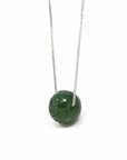 Baikalla Jewelry Jade Pendant Necklace Nephrite Green Jade Bead Pendant Necklace With Lucky Pattern