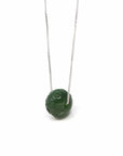 Baikalla Jewelry Jade Pendant Necklace Nephrite Green Jade Bead Pendant Necklace With Lucky Pattern