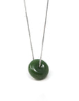 Baikalla Jewelry Jade Pendant Necklace Baikalla™ "Good Luck Button" Necklace Real Green Jade Lucky KouKou Donut Pendant Necklace