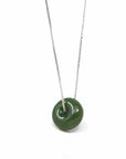 Baikalla Jewelry Jade Pendant Necklace Baikalla™ "Good Luck Button" Necklace Real Green Jade Lucky KouKou Donut Pendant Necklace