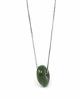 Baikalla Jewelry Jade Pendant Necklace Baikalla™ "Good Luck Button" Necklace Real Green Jade Lucky KouKou Donut Pendant Necklace