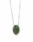 Baikalla Jewelry Jade Pendant Necklace Baikalla™ "Good Luck Button" Necklace Real Green Jade Lucky KouKou Donut Pendant Necklace