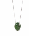 Baikalla Jewelry Jade Pendant Necklace Baikalla™ "Good Luck Button" Necklace Real Green Jade Lucky KouKou Donut Pendant Necklace