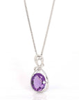 Baikalla Jewelry Gemstone Pendant Necklace 18k White Gold Genuine AAA Royal Amethyst Pendant Necklace