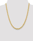 Baikalla Jewelry 14K Yellow Gold Pendant 14K 6 mm Solid Diamond-cut Rope Yellow Chain with Lobster Clasp