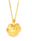 Baikalla Jewelry 24K Pure Yellow Gold Pendant 24k Gold "As You Wish" Ru Yi Charm Necklace
