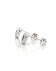Baikalla Jewelry Gold Gemstone Earrings Baikalla 14k Classic White Gold Natural 6/10ct Blue Sapphire Earrings w/Diamond Halo
