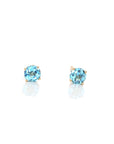 Baikalla Jewelry Gold Gemstone Earrings Baikalla 14k Classic Yellow Gold 4mm Natural Swiss Blue Topaz Earrings