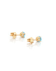 Baikalla Jewelry Gold Gemstone Earrings Baikalla 14k Classic Yellow Gold 4mm Natural Swiss Blue Topaz Earrings