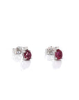 Baikalla Jewelry Gold Gemstone Earrings Baikalla 14k Classic White Gold Natural 4*5mm 7/10ct Ruby Earrings w/Diamond