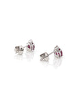 Baikalla Jewelry Gold Gemstone Earrings Baikalla 14k Classic White Gold Natural 4*5mm 7/10ct Ruby Earrings w/Diamond