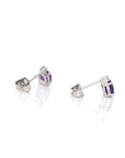Baikalla Jewelry Gold Gemstone Earrings Baikalla 14k Classic White Gold Natural Oval Royal Amethyst Earrings w/Diamond