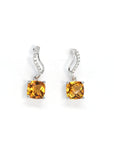 Baikalla Jewelry Gold Gemstone Earrings Baikalla 14k Classic White Gold Natural Citrine 6*6mm Teardrop Earrings w/Diamond