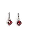 Baikalla Jewelry Gold Gemstone Earrings Baikalla 14k Classic White Gold Natural Garnet Cushion Cut Dangle 2 1/2 cttw Earrings w/Diamond Halo