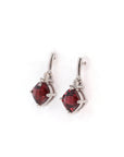 Baikalla Jewelry Gold Gemstone Earrings Baikalla 14k Classic White Gold Natural Garnet Cushion Cut Dangle 2 1/2 cttw Earrings w/Diamond Halo