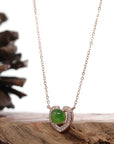 Baikalla Jewelry Silver Jade Pendant Necklace Baikalla™ Sterling Silver Real Green Nephrite Jade Love Pendant Necklace With CZ
