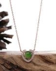 Baikalla Jewelry Silver Jade Pendant Necklace Baikalla™ Sterling Silver Real Green Nephrite Jade Love Pendant Necklace With CZ