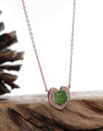 Baikalla Jewelry Silver Jade Pendant Necklace Baikalla™ Sterling Silver Real Green Nephrite Jade Love Pendant Necklace With CZ
