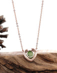 Baikalla Jewelry Silver Jade Pendant Necklace Baikalla™ Sterling Silver Real Green Nephrite Jade Love Pendant Necklace With CZ