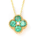 Baikalla Jewelry 18k Yellow Gold Emerald Clover With 1/5 CTW Diamonds Pendant Necklace