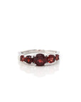 Baikalla Jewelry Sterling Silver Gemstone Ring 6 Sterling Silver Red Garnet Anniversary Band Ring