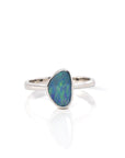 Baikalla Jewelry Sterling Silver Gemstone Ring 6 Sterling Silver Oval Australian Blue Opal Bezel Set Ring