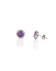 Baikalla Jewelry Silver Gemstones Earrings Baikalla™ Classic Sterling Silver Natural Amethyst Topaz Garnet Citrine Stud Earrings With CZ