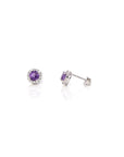 Baikalla Jewelry Silver Gemstones Earrings Baikalla™ Classic Sterling Silver Natural Amethyst Topaz Garnet Citrine Stud Earrings With CZ