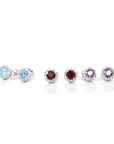 Baikalla Jewelry Silver Gemstones Earrings Amethyst Baikalla™ Classic Sterling Silver Natural Amethyst Topaz Garnet Citrine Stud Earrings With CZ