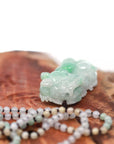 Baikalla Jewelry genuine jadeite carving Baikalla™ Pi Xiu Genuine Burmese Lavender Green Jadeite Jade PiXiu Pendant Necklace (FengShui Lucky)