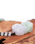 Baikalla Jewelry genuine jadeite carving Baikalla™ Pi Xiu Genuine Burmese Lavender Green Jadeite Jade PiXiu Pendant Necklace (FengShui Lucky)