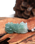 Baikalla Jewelry genuine jadeite carving Baikalla™ Pi Xiu Genuine Burmese Blue Green Jadeite Jade PiXiu Pendant Necklace (FengShui Lucky)