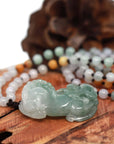 Baikalla Jewelry genuine jadeite carving Baikalla™ Pi Xiu Genuine Burmese Blue Green Jadeite Jade PiXiu Pendant Necklace (FengShui Lucky)