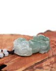 Baikalla Jewelry genuine jadeite carving Baikalla™ Pi Xiu Genuine Burmese Blue Green Jadeite Jade PiXiu Pendant Necklace (FengShui Lucky)