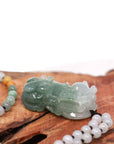 Baikalla Jewelry genuine jadeite carving Baikalla™ Pi Xiu Genuine Burmese Blue Green Jadeite Jade PiXiu Pendant Necklace (FengShui Lucky)