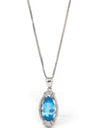 Baikalla Jewelry Silver Topaz Necklace Sterling Silver Natural Topaz Luxury Pendant Necklace With CZ